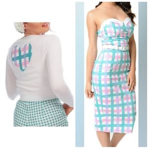 Collectif Candy Gingham wiggle dress w/ cardigan
